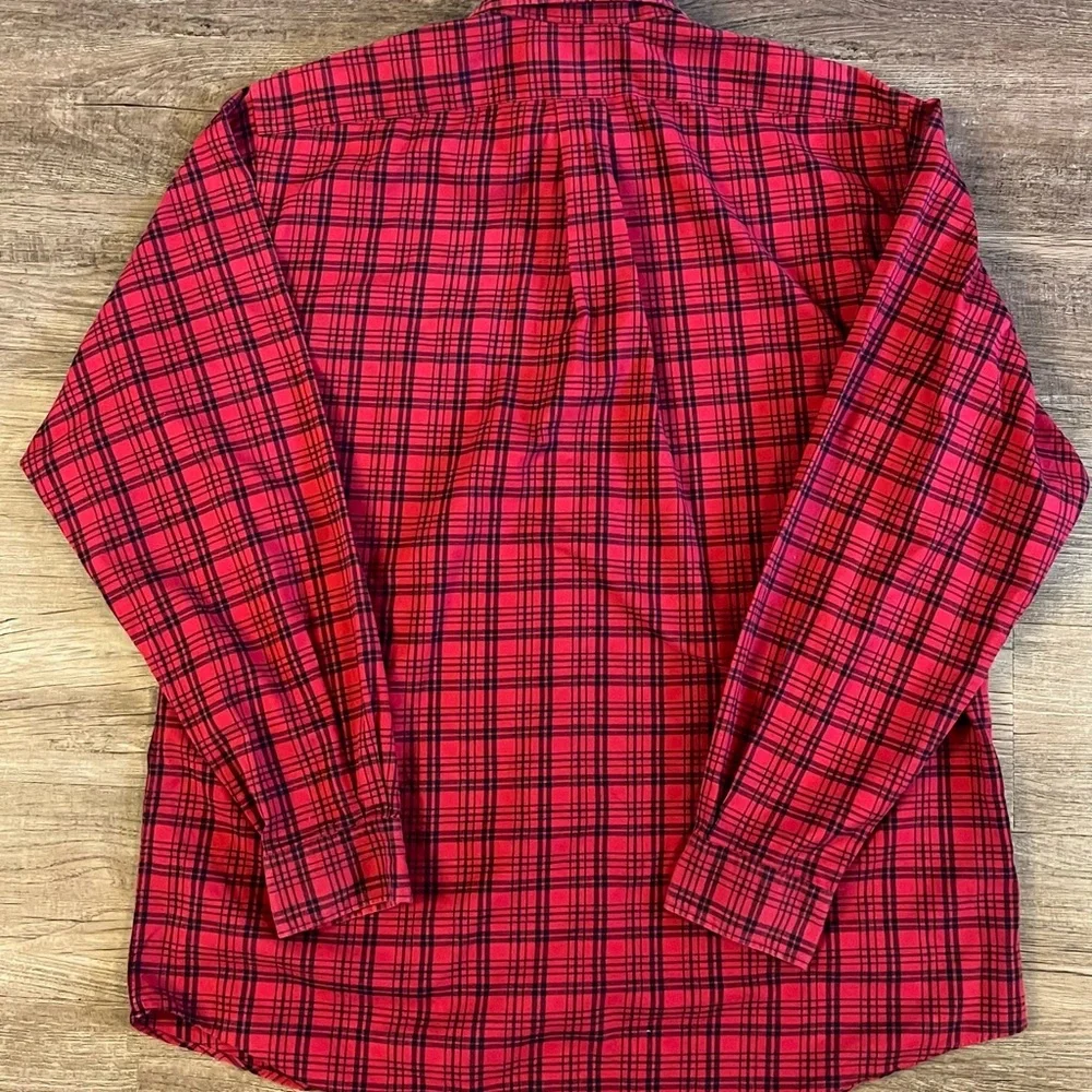 VTG Polo Ralph Lauren Cotton Whitfield Flannel Shirt Red Plaid Men Sz‎ Large C21